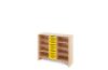 Storage Unit L with shelves + shallow cardboard trays - Yellow