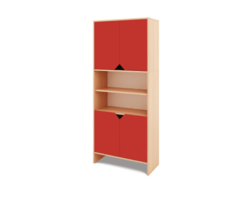 Tall Storage Unit + half bottom & upper doors - Red