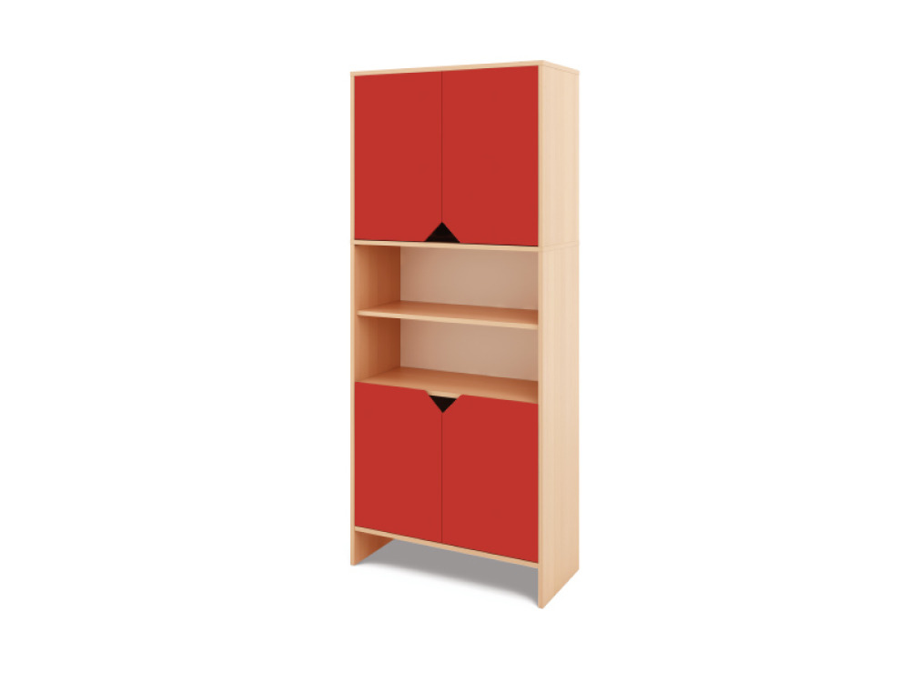 Tall Storage Unit + half bottom & upper doors - Red