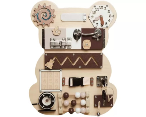 Bear. Manipulative board with locks