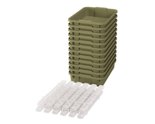 Small plastic containers with runners- eco light green - 12