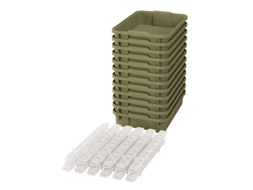 Small plastic containers with runners- eco light green - 12