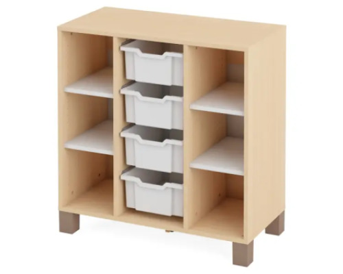 Cabinet with shelves and 4 containers. White. Fresh Collection