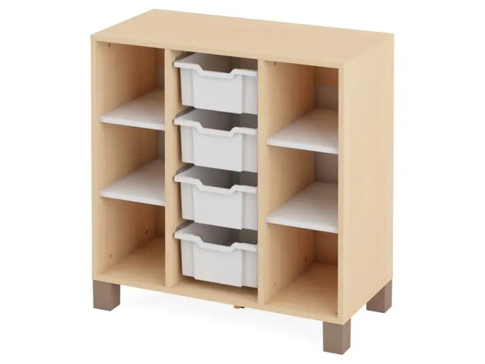 Cabinet with shelves and 4 containers. White. Fresh Collection