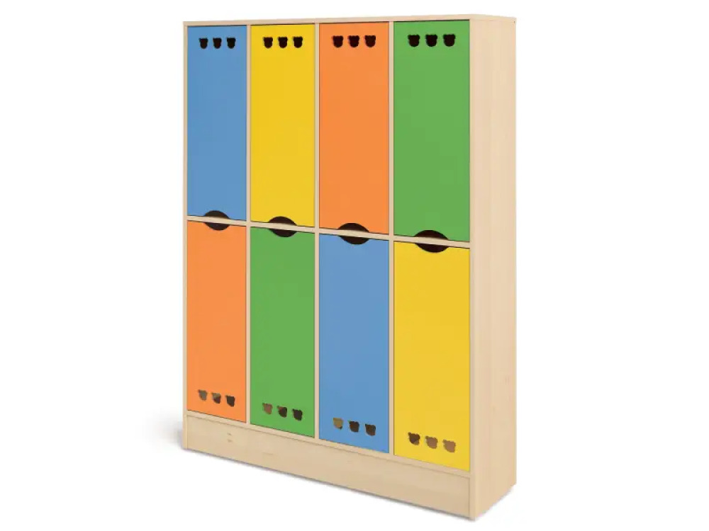 Rainbow cloakroom unit with shelves