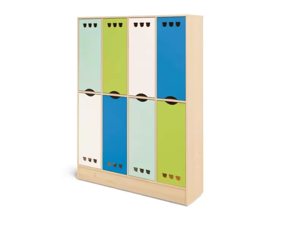 Rainbow cloakroom unit with shelves
