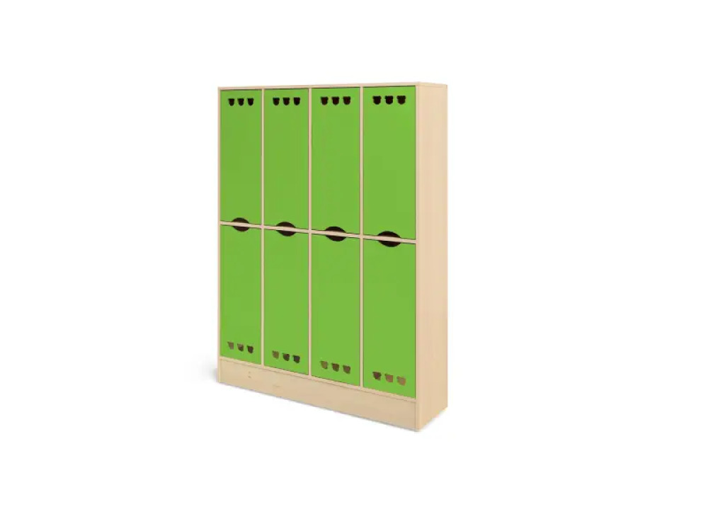 Rainbow cloakroom unit with shelves