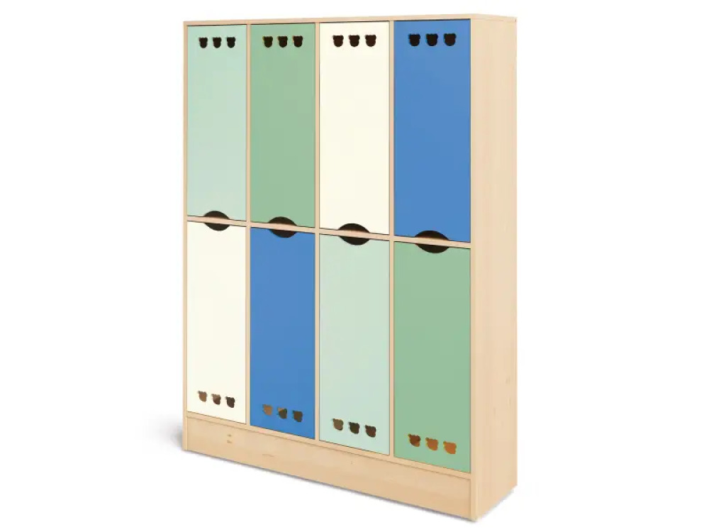 Rainbow cloakroom unit with shelves