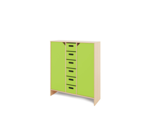 Storage Unit XL with shelves and doors + deep cardboard trays - Green