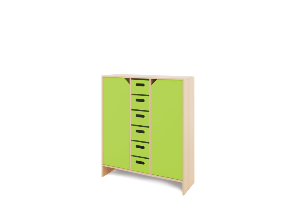 Storage Unit XL with shelves and doors + deep cardboard trays - Green