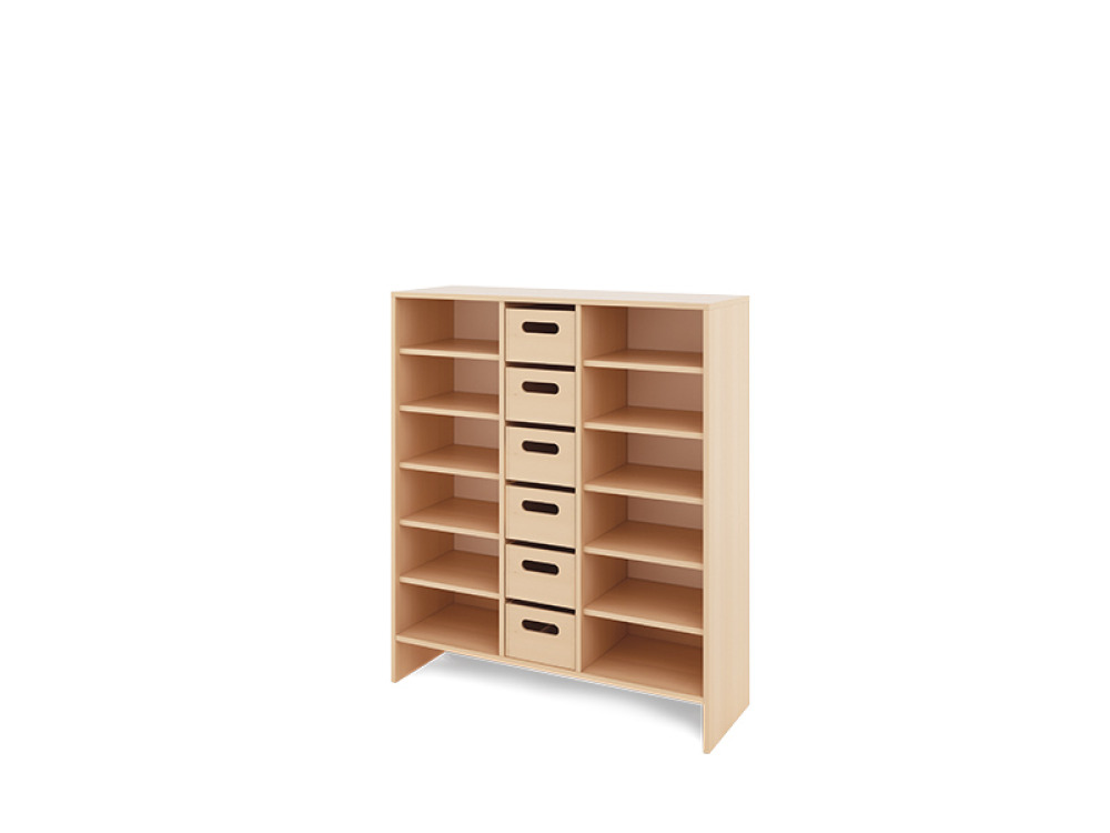 Storage Unit XL with shelves + deep cardboard trays - Eko