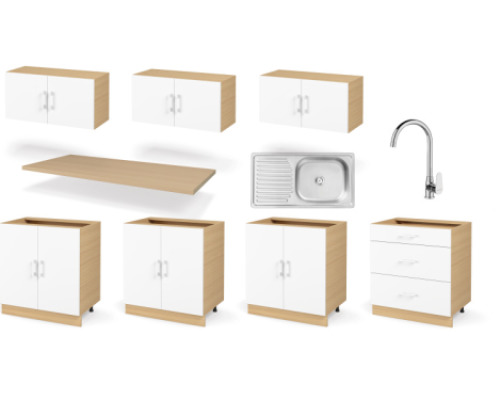 QUARTET premium set 3,2 m in oiled oak colour. Master Kitchen Collection