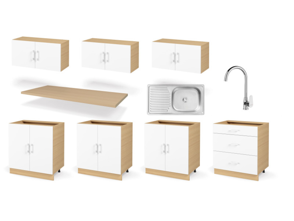 QUARTET premium set 3,2 m in oiled oak colour. Master Kitchen Collection