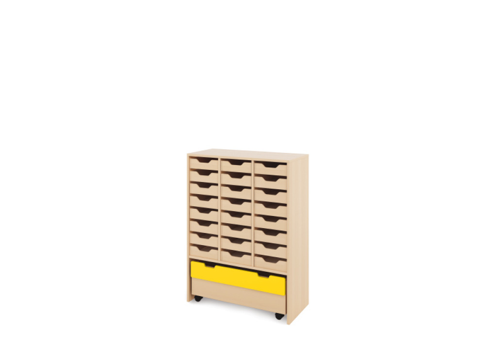 Storage Unit X with shallow wooden trays + container - Eko