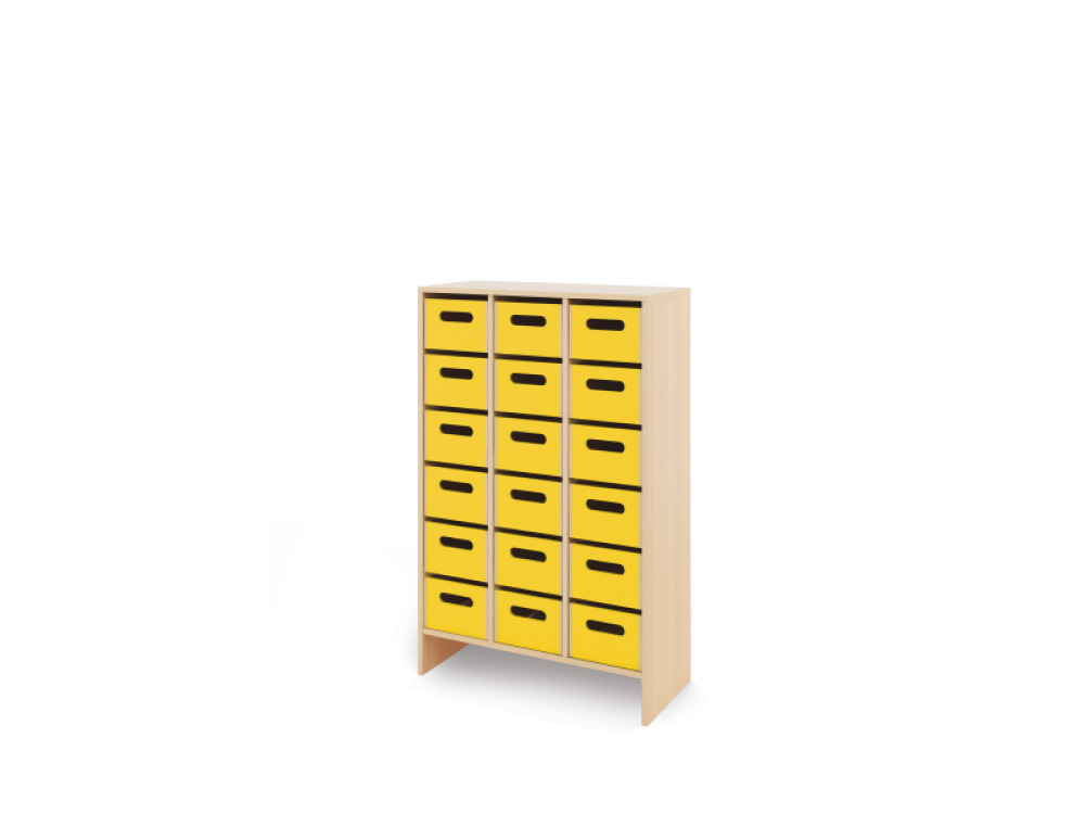 Storage Unit XL with deep wooden trays - Yellow