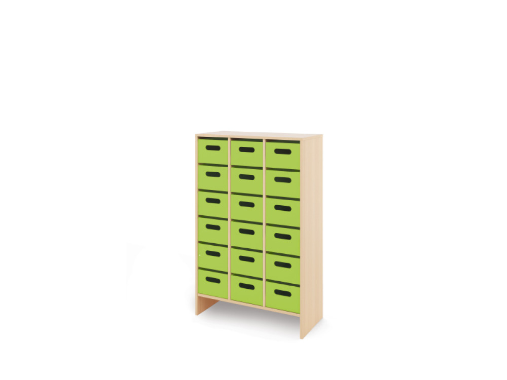 Storage Unit XL with deep wooden trays - Green