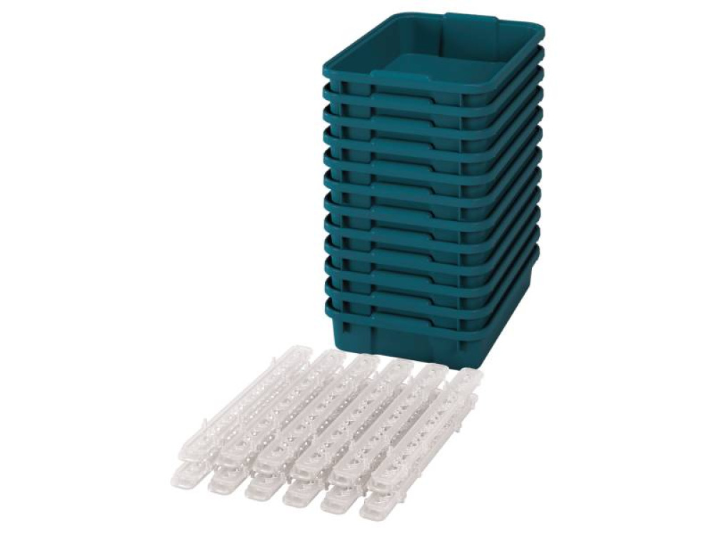 Small plastic containers with runners - eco blue-green - 12