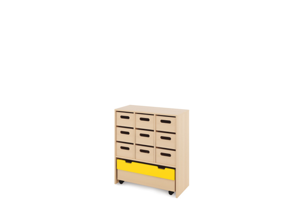 Storage Unit L with deep wooden trays + container - Eko