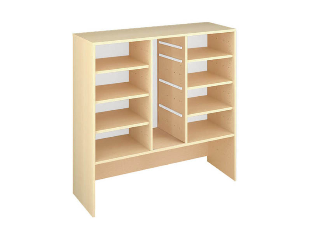 Storage Unit X with shelves for trays and containers - Beech
