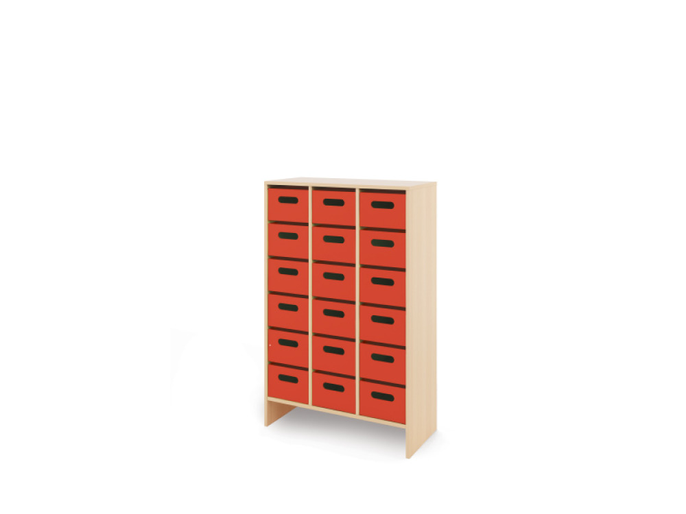Storage Unit XL with deep cardboard trays - Red