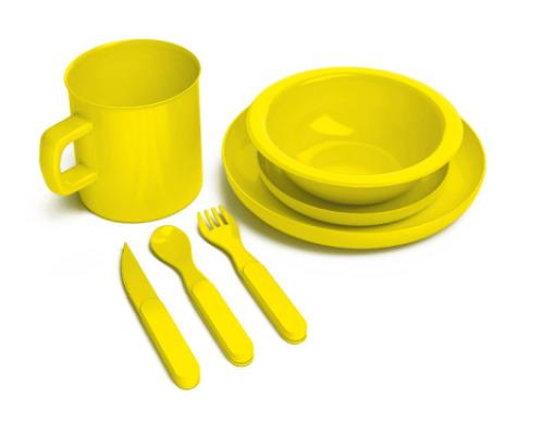 Melamine dish set for 5 children yellow