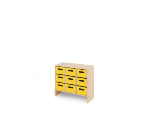 Storage Unit M with deep cardboard trays - Yellow