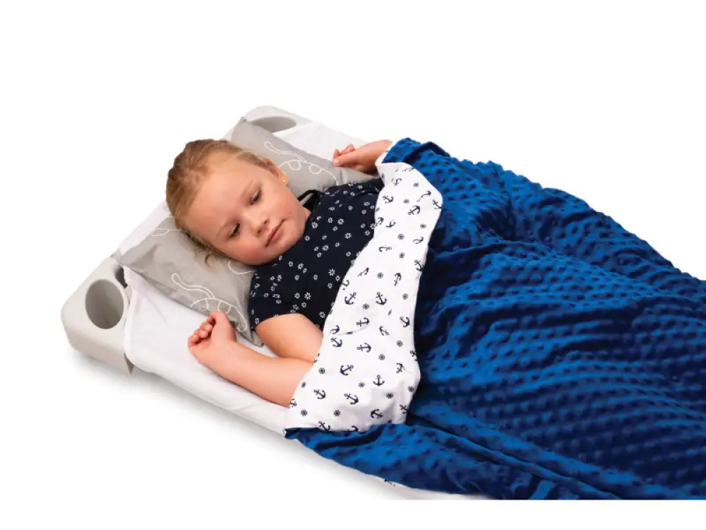Weighted blanket - size M, cobalt blue, anchor-patterned
