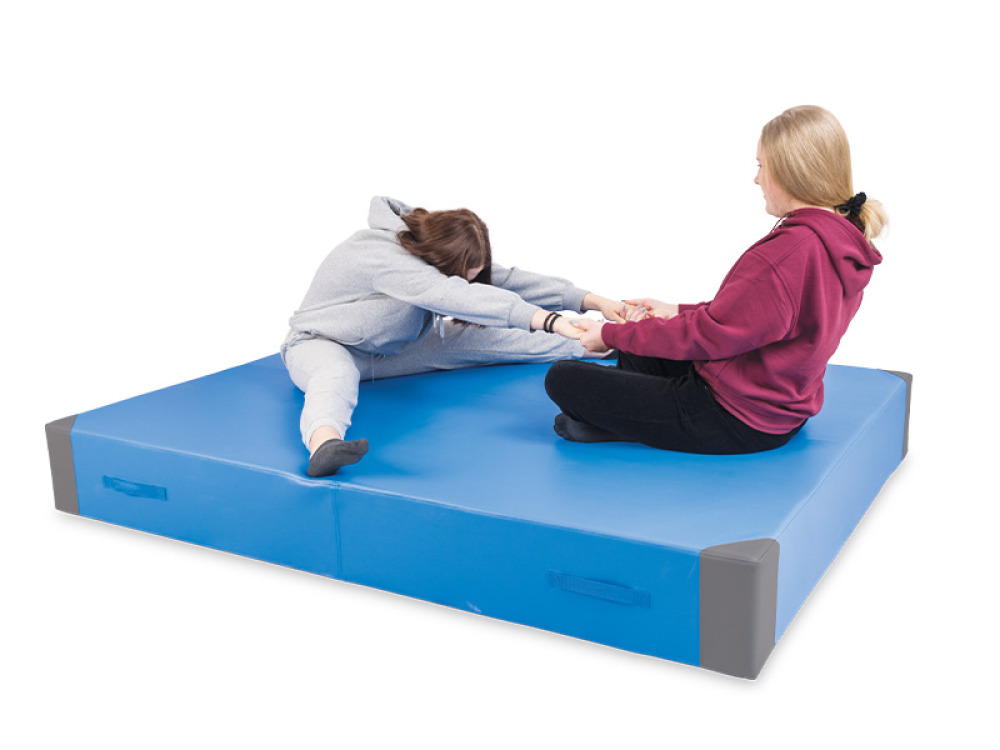 Maxi gymnastics mat with handles and reinforced corners. Blue
