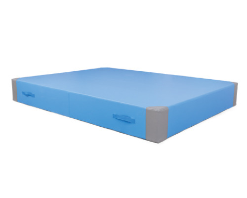 Maxi gymnastics mat with handles and reinforced corners. Blue