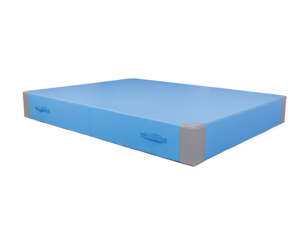 Maxi gymnastics mat with handles and reinforced corners. Blue