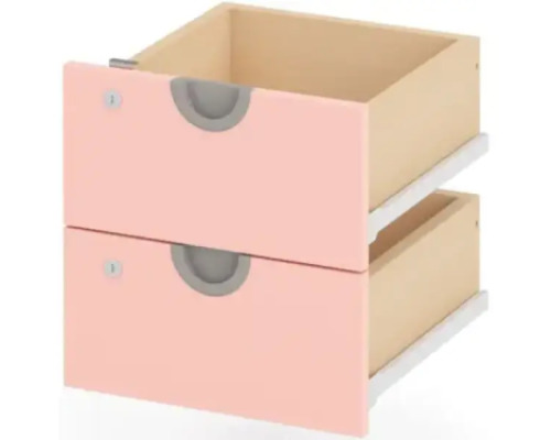 Cubo drawer set with lock. Narrow low. Pale pink