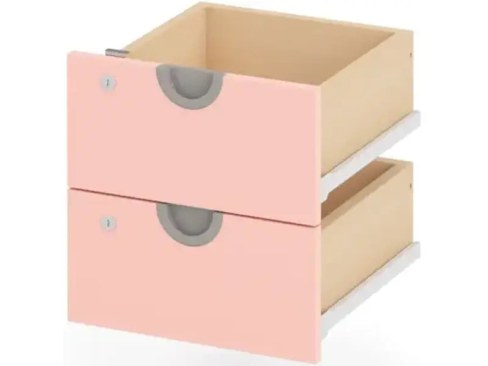Cubo drawer set with lock. Narrow low. Pale pink