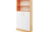 Prima. Tall cabinet with shelves and a pair of 3/4 doors, white, beech