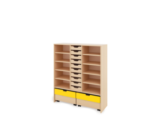Storage Unit XL with shelves + shallow wooden trays & container - Eko