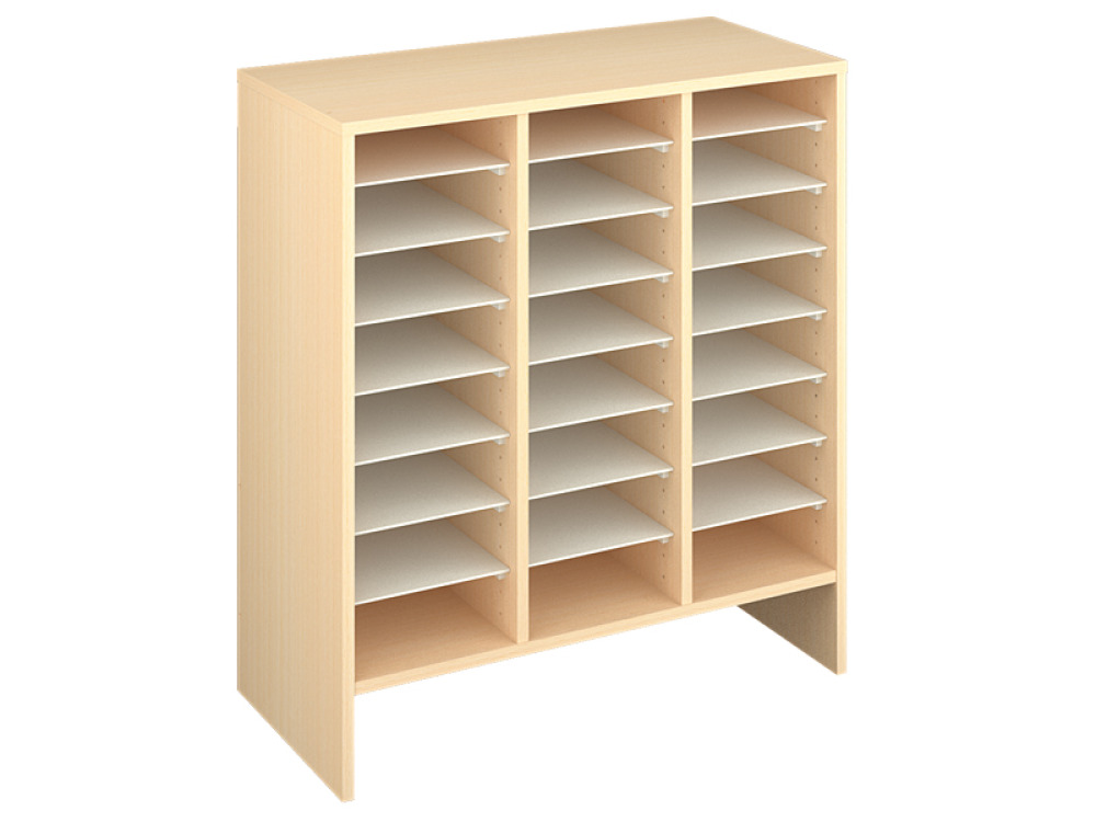 Storage Unit L with compartments - Beech