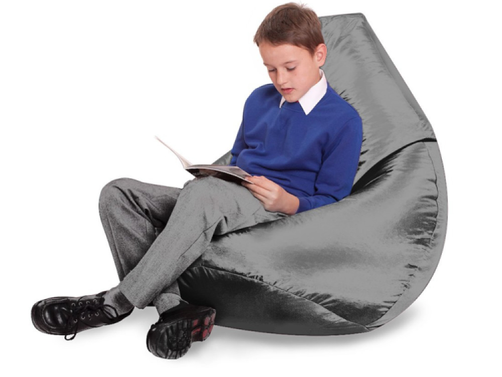 Large Reading Bean Bag Chair, Light Grey | Upright Seating for Back and Neck Support 118cm