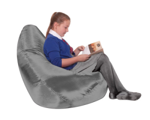 Large Reading Bean Bag Chair, Light Grey | Upright Seating for Back and Neck Support 118cm