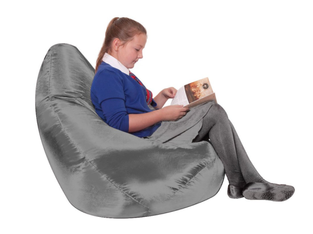 Large Reading Bean Bag Chair, Light Grey | Upright Seating for Back and Neck Support 118cm