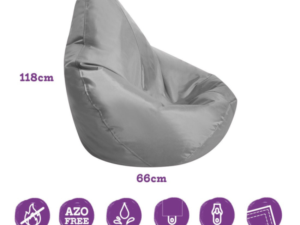 Large Reading Bean Bag Chair, Light Grey | Upright Seating for Back and Neck Support 118cm