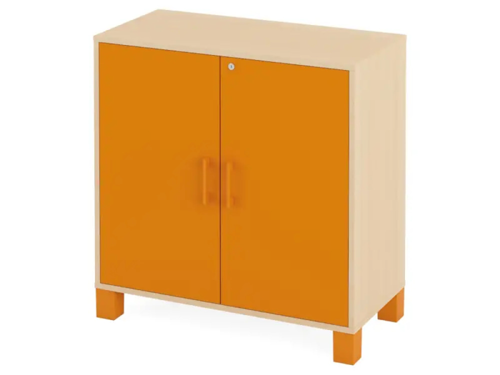 Large cabinet with shelves and door with lock. Orange. Fresh Collection