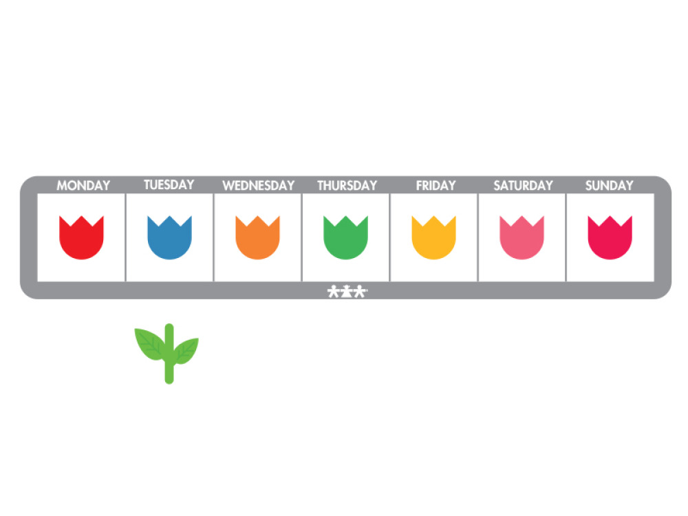 Dalton Plan. Magnetic Week Planner. Tulips
