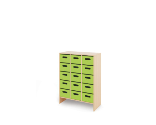 Storage Unit X with deep wooden trays - Green