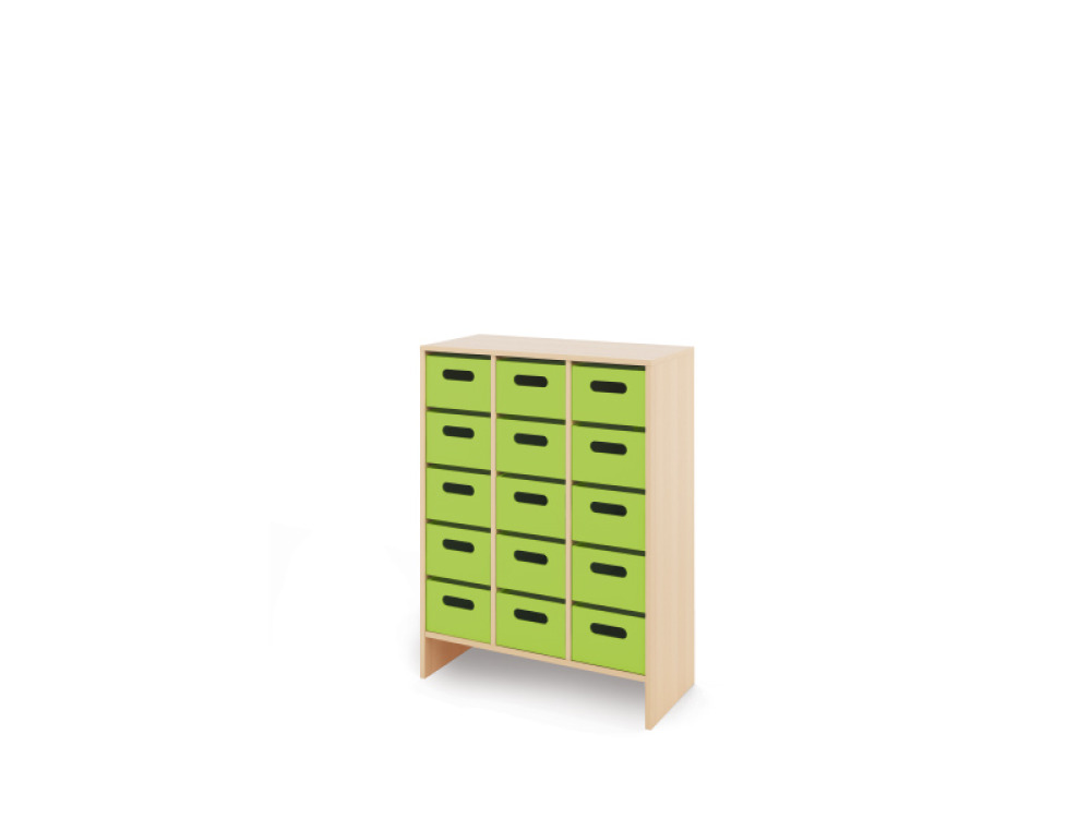 Storage Unit X with deep wooden trays - Green