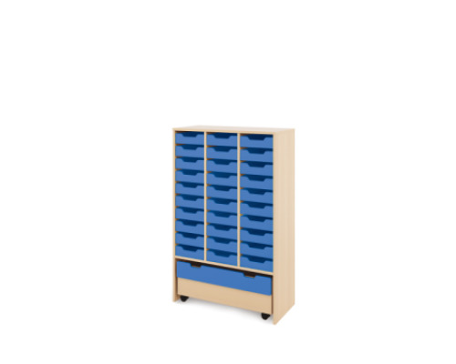 Storage Unit XL with shallow wooden trays + container - Blue