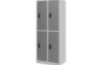 Tall 4-person metal cloakroom with doors - grey