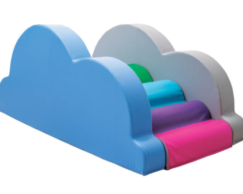 Cloud bridge. Foam obstacle course with slide