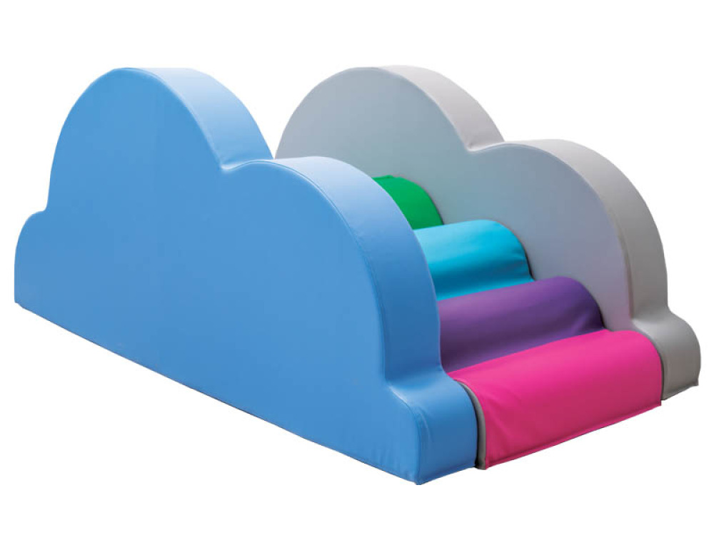 Cloud bridge. Foam obstacle course with slide