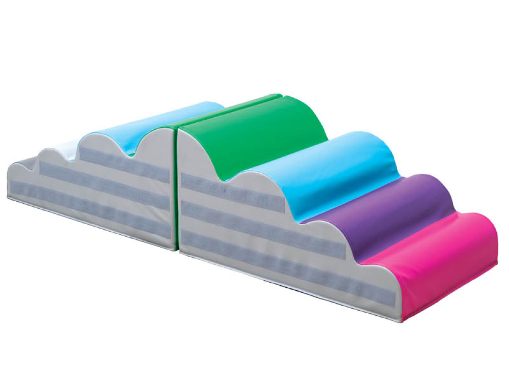 Cloud bridge. Foam obstacle course with slide