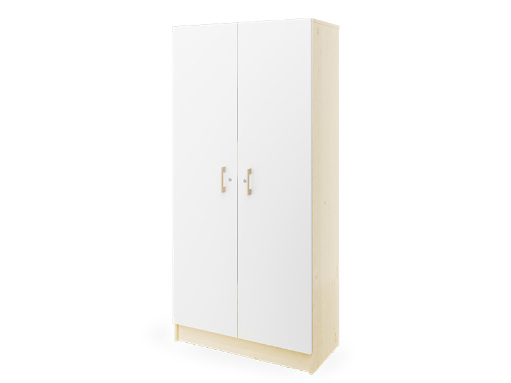 Prima. Large wardrobe, white, birch