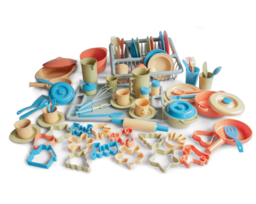Delleuxe kitchen play dishes set in nature colours